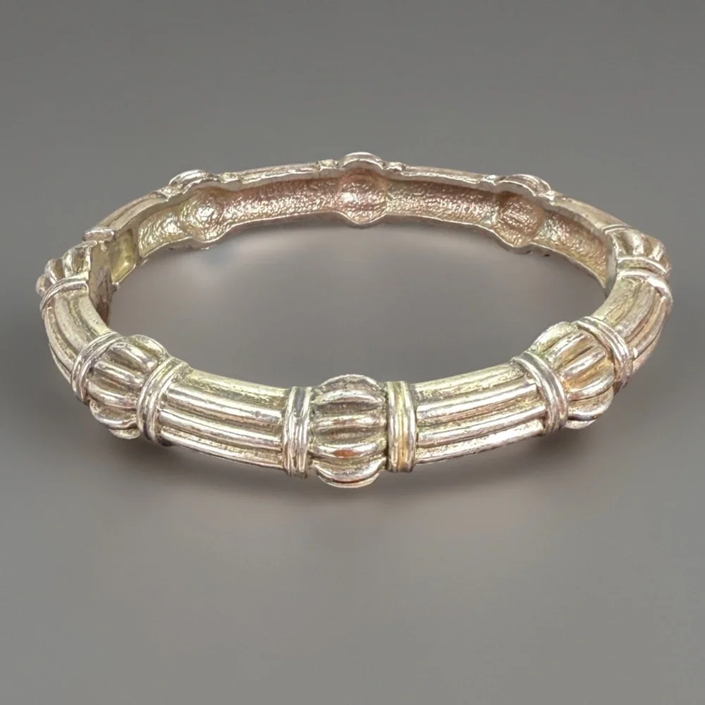 Vintage Aged Silvetone Weighted Bohemian Bracelet